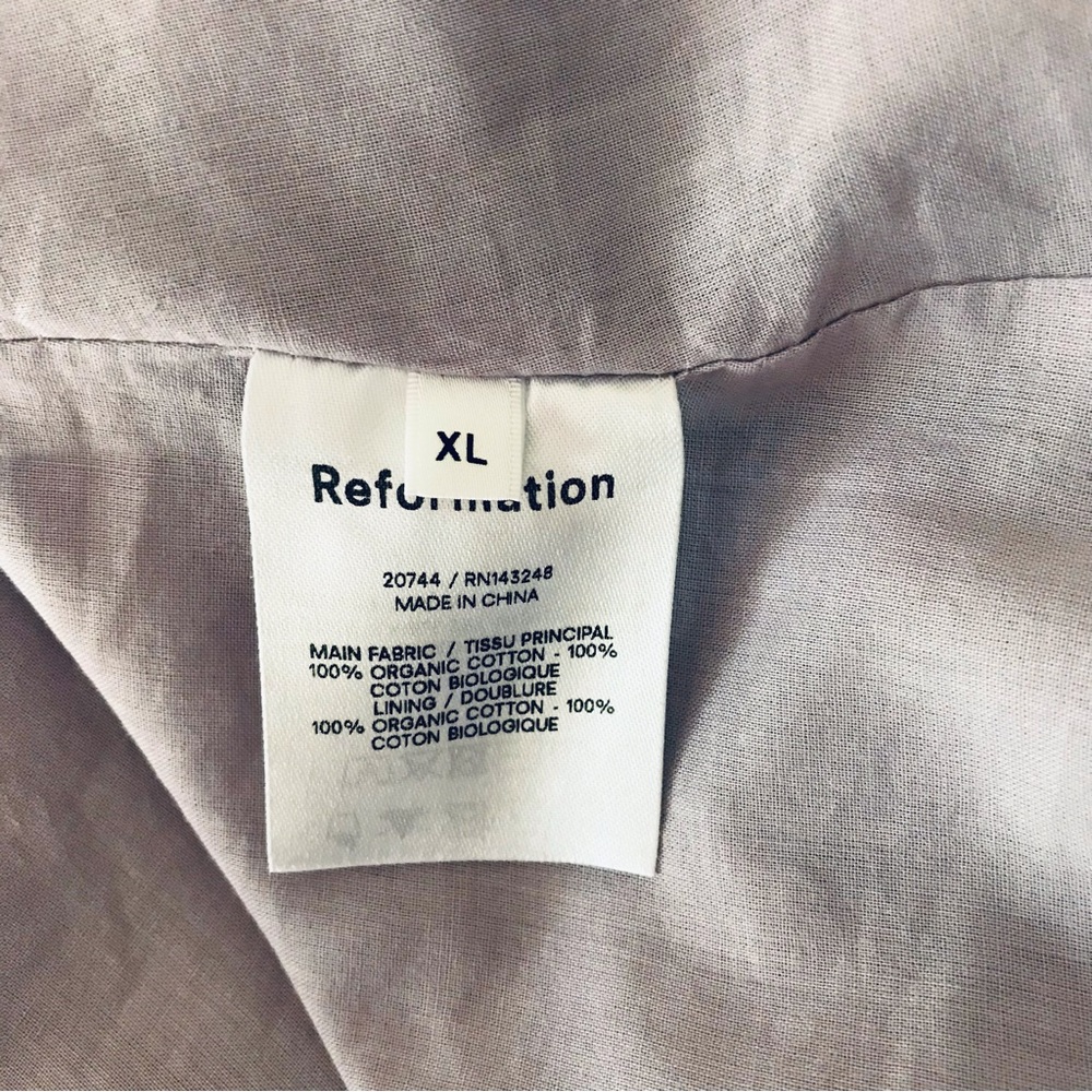 REFORMATION Noreen Smocked Ruffle Dress Midi Organic Cotton Lilac - Picture 12 of 14